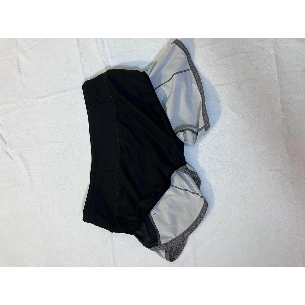 Lululemon 6 Speed Up Shorts Heathered Gray Black Running Athletic Lined 2.5